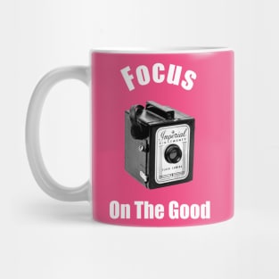 Vintage 1960s Box Camera - Focus - White Text Mug